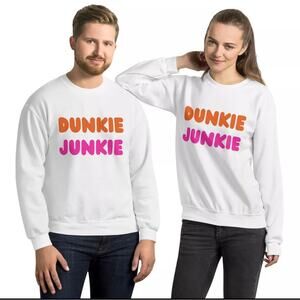 GILDAN dry lend DUNKIE JUNKIE unisex pullover white sweatshirt large coffee